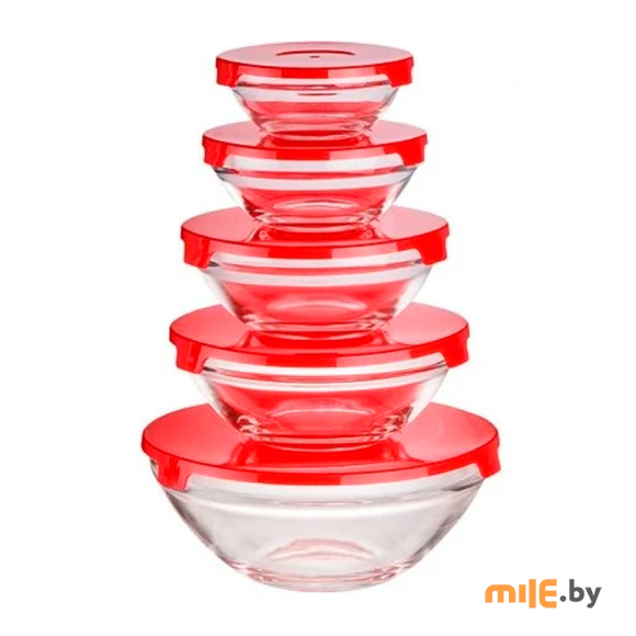 Набор салатников стеклянных с крышками Perfecto Linea Positivo (22-808001)