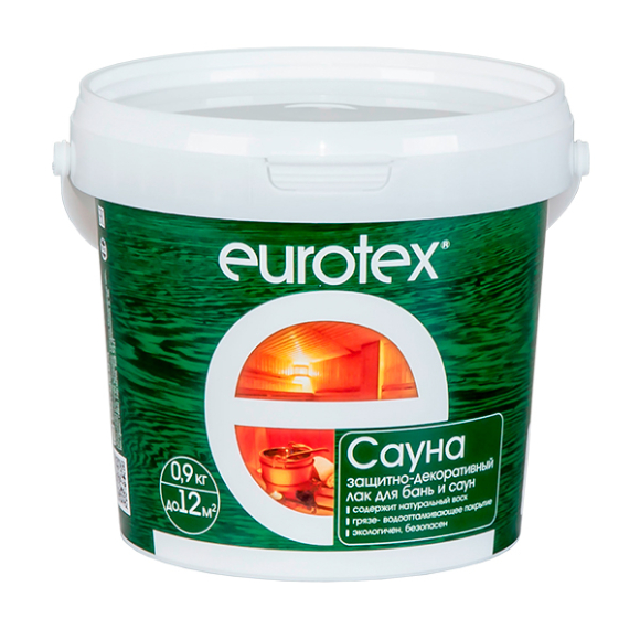 Лак Eurotex Сауна полуматовый 0,9 кг (прозрачный)