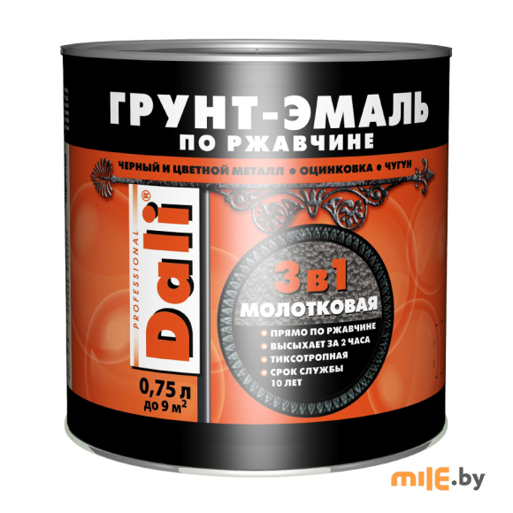 Молотковая грунт-эмаль по ржавчине Dali  коричневый 0,75 л