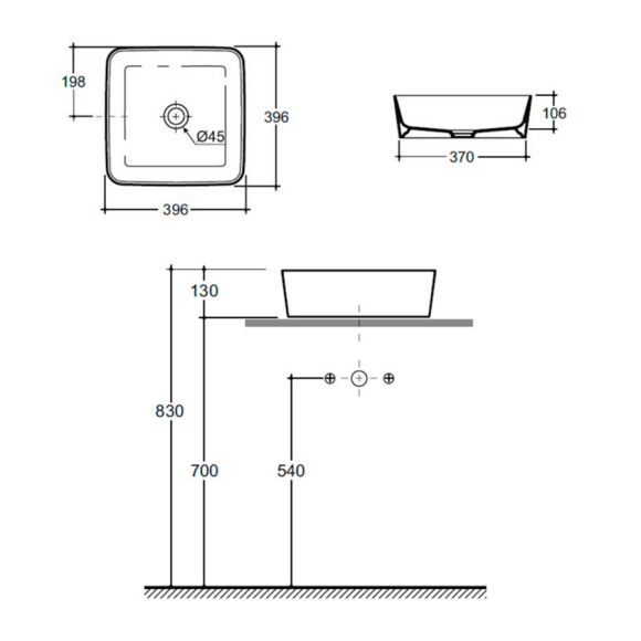 Умывальник накладной Керамин Плаза 40 ФС (белый)