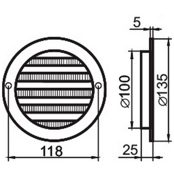 Вентрешетка круглая Семь ветров РК100с (коричневый)