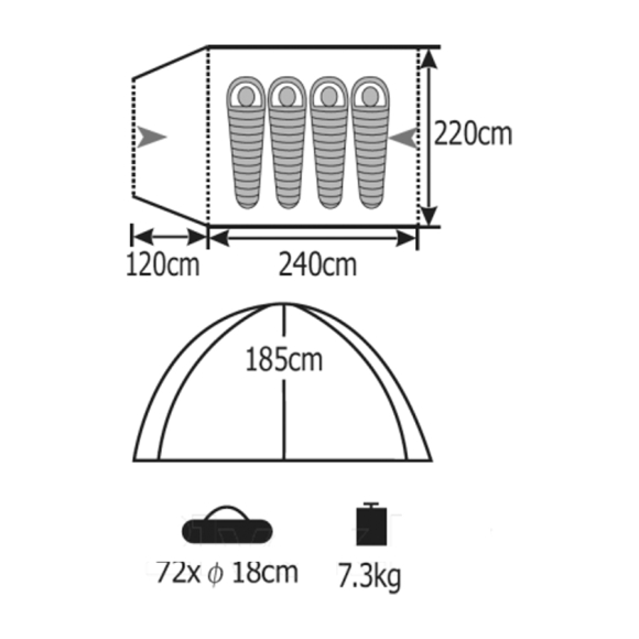 Палатка Coyote Kansas-4 CL-B21-4P-Green