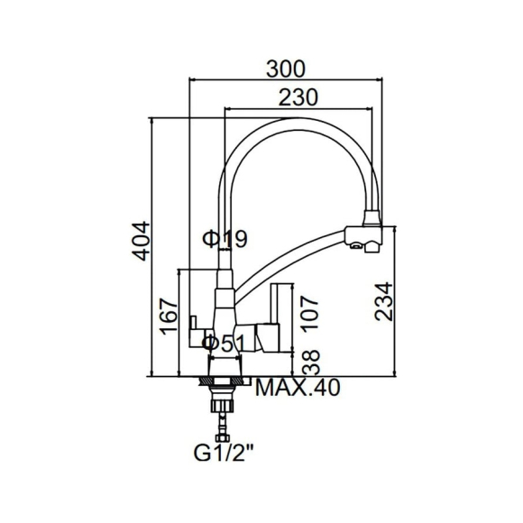 Смеситель для кухни с гибким изливом и подводкой питьевой воды Wisent W4855-22-2