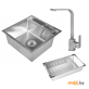 Комплект мойка Wisent WGS-35050 и смеситель W4998-6 с дозатором и коландером (сатин)